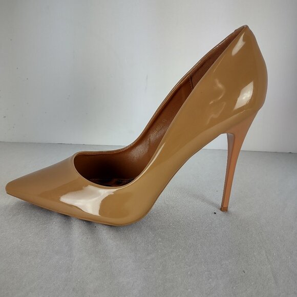 Azalea Wang Dark Nude Patent Leather Pointed Toe Stiletto Heels Size 10 4.75” - Picture 8 of 10
